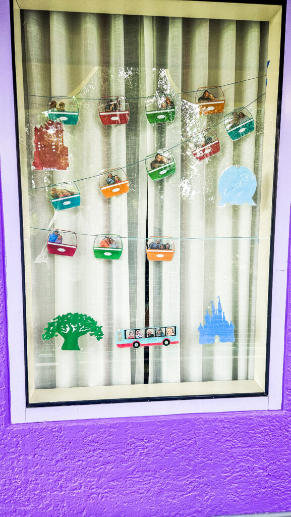 skyliner themed window decoration at Disney's Pop Century resort