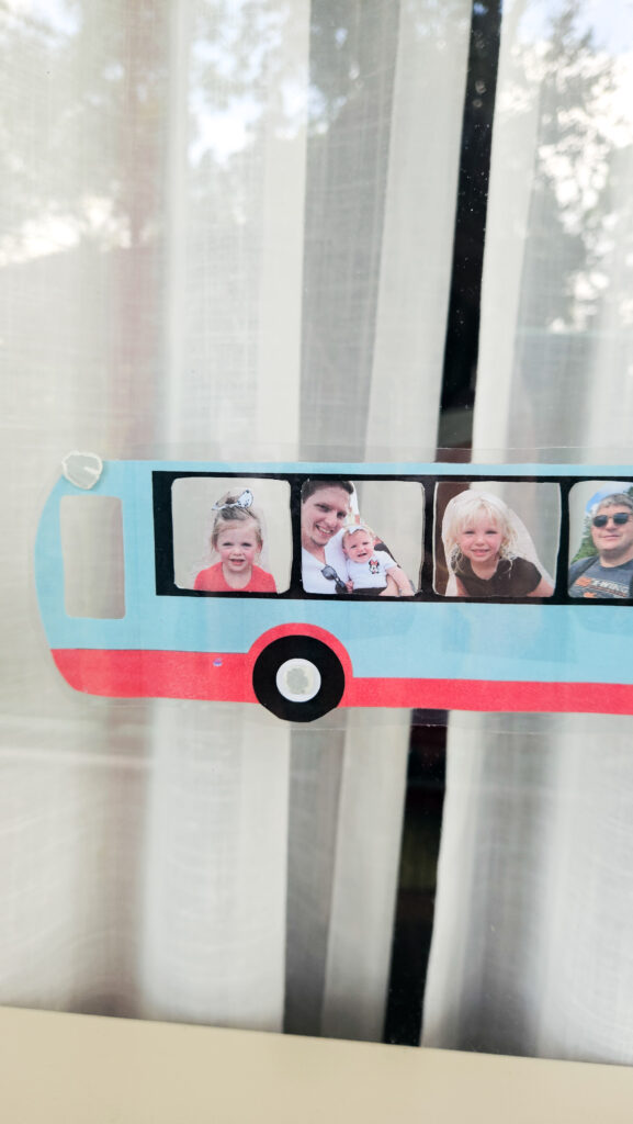 bus with photo spots to decorate disney hotel window